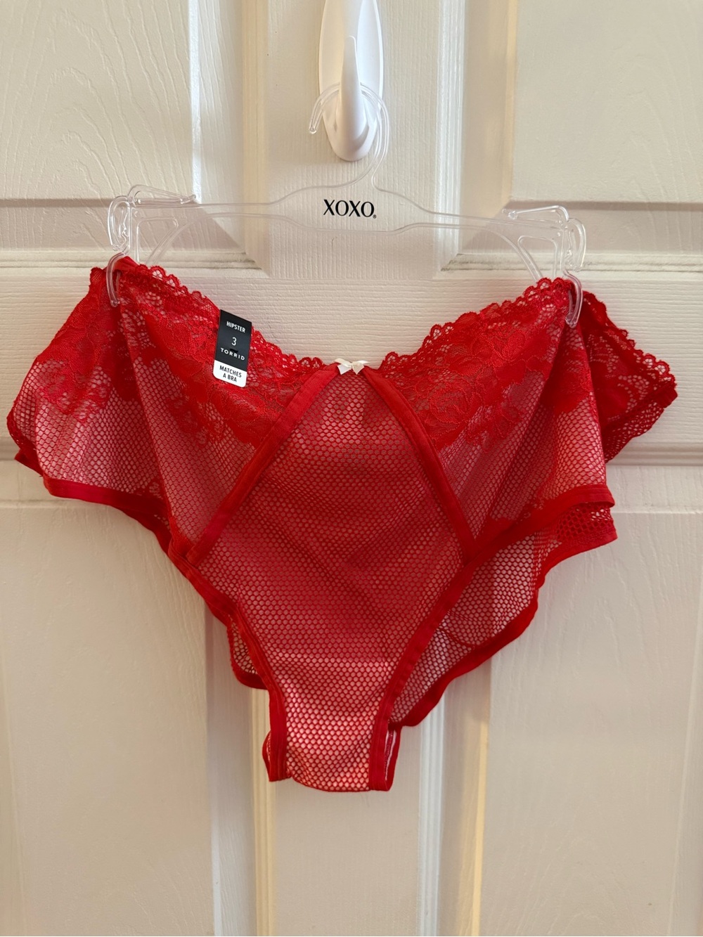 NWT torrid 3/4 red mesh/lace skirt and matching mesh/lace hipster panty set - Picture 6 of 10